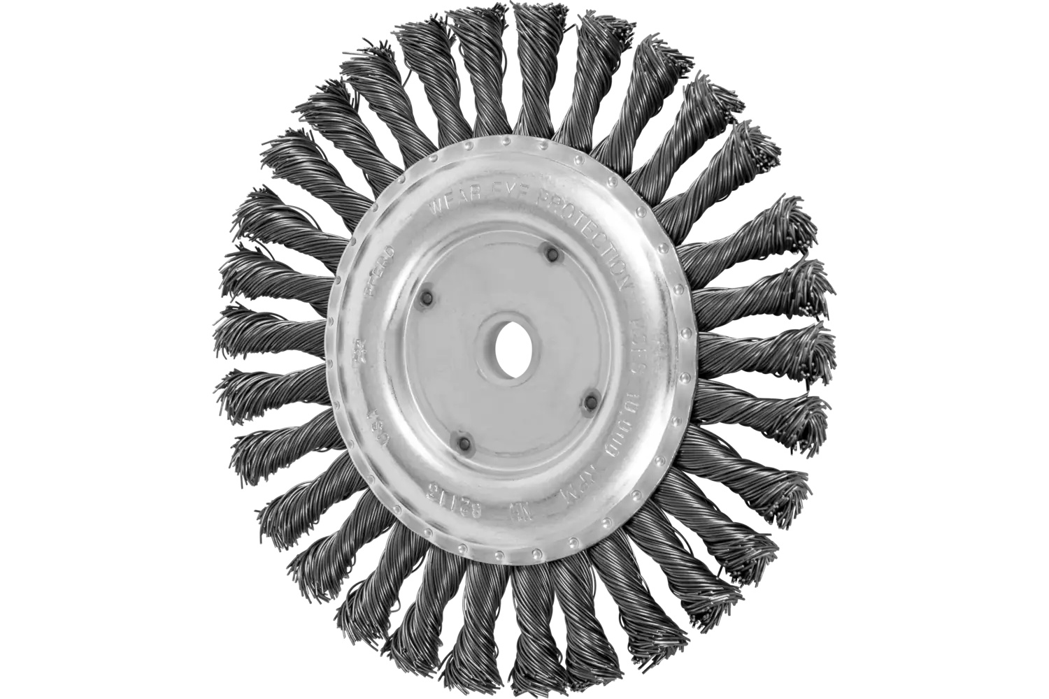 Picture of Pferd Full Cable Knot Wheel Brush 6" Dia. .023 Carbon Steel 5/8-1/2" Arbor